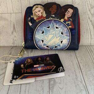 Loungefly The Marvels Group Zip Around Wallet Glows In The Dark Superhero Comics